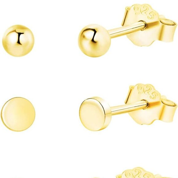 Jewelry - 925 Sterling Silver Stud Earrings for Women, 4 Pairs 14K White Gold Plated Hypoa